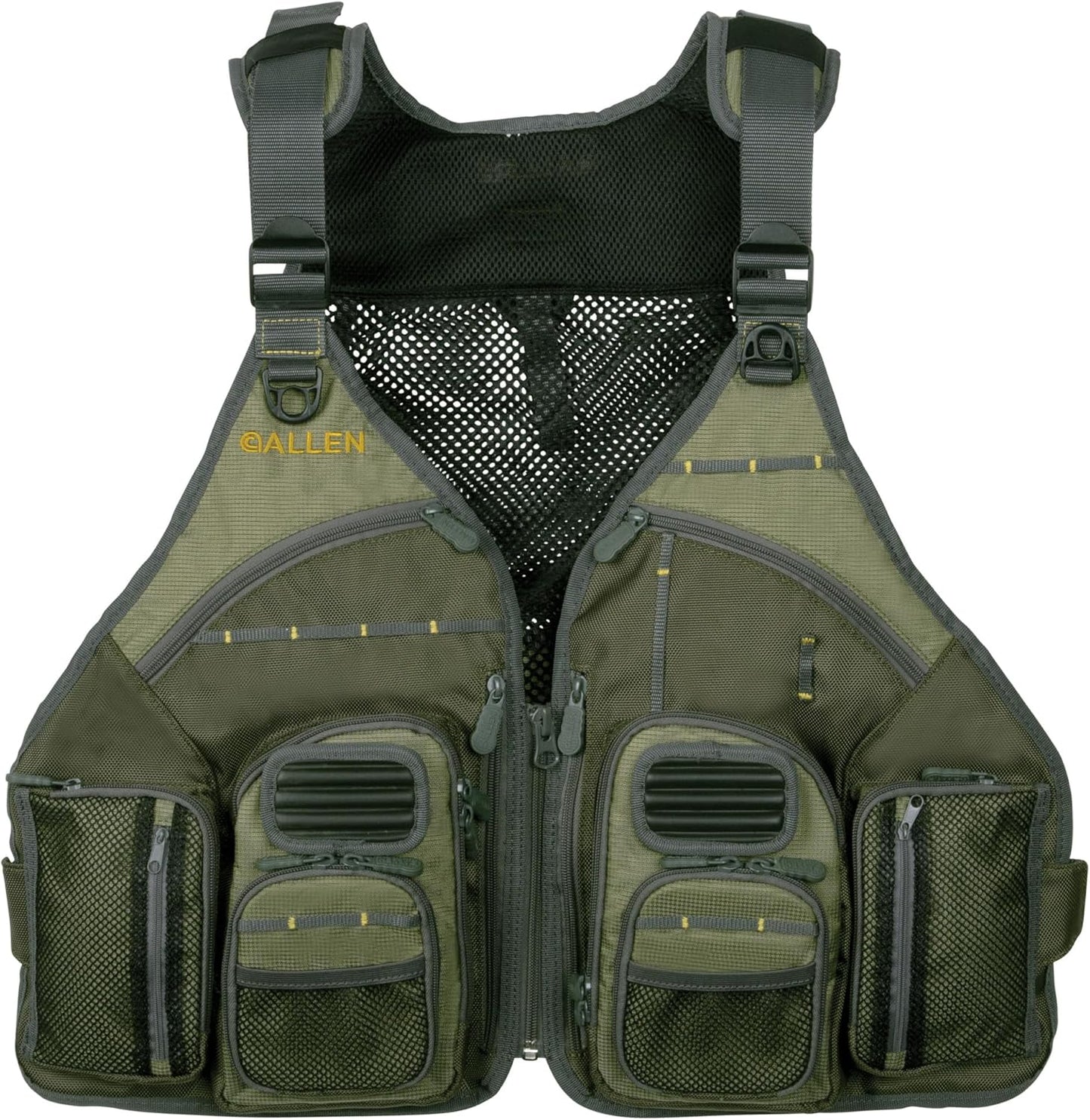 Allen Company, Big Horn Fishing Chest Vest with MOLLE Web Gear Lash, with Hydration Storage Pocket, Fishing Outdoor Gear, Olive, Medium (6346)