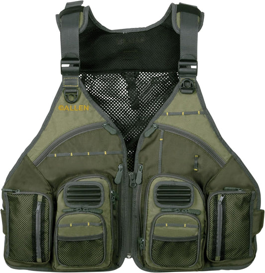 Allen Company, Big Horn Fishing Chest Vest with MOLLE Web Gear Lash, with Hydration Storage Pocket, Fishing Outdoor Gear, Olive, Medium (6346)