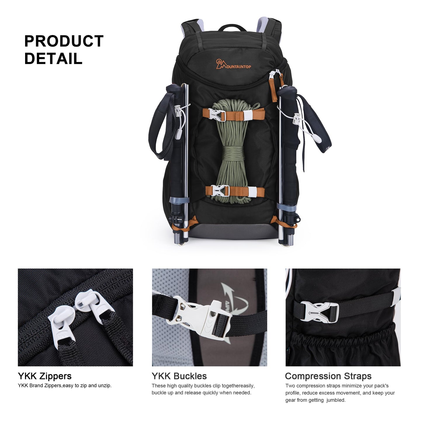 MOUNTAINTOP Small Hiking Backpack 28L Travel Daypack Lightweight for Women for Outdoor Camping