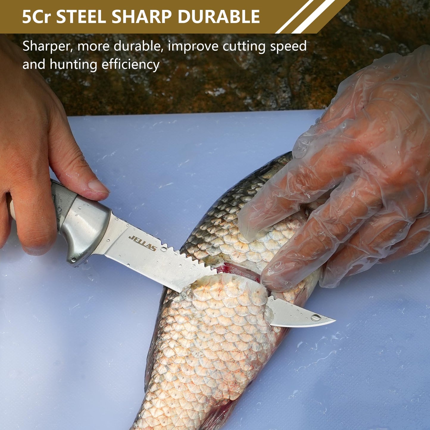 Jellas Professional 15-Piece Hunting & Outdoor Gear Set | Game Processing Kit with Field Dressing Tools, Bone Saw, Gut Hook, Fixed Blade, Boning, Skinning & Fillet Blades | Heavy-Duty Portable Case