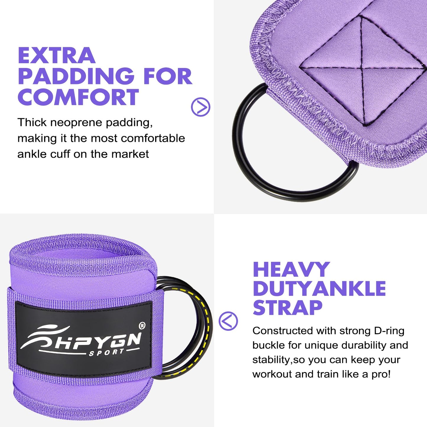 Ankle Bands for Working Out with Cuffs, Resistance Bands for Leg Butt Training Workout Equipment for Kickbacks Hip Gluteus Training Exercises, Exercise Bands for Strength Training, Yoga, Pilates