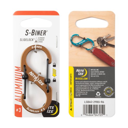 Nite Ize S-Biner SlideLock Aluminum - Durable Dual Carabiner - Locking Aluminum S-Biner - Secure Keys & Gear with Lockable Carabiner - Size 3, Blue (4 Pack)