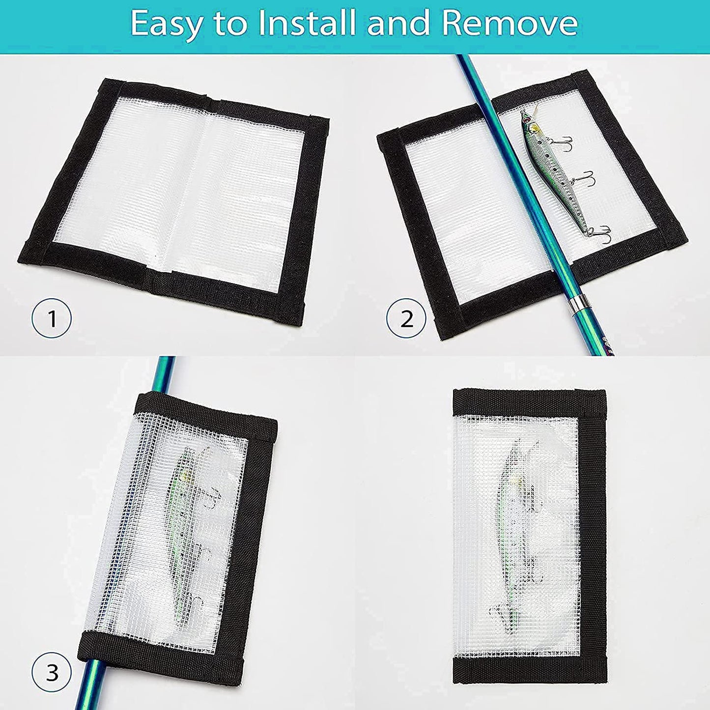 Ikerall 8 Pack Fishing Lure Wraps, Durable Clear PVC Lure Covers for Rod Fabric Hook Protectors