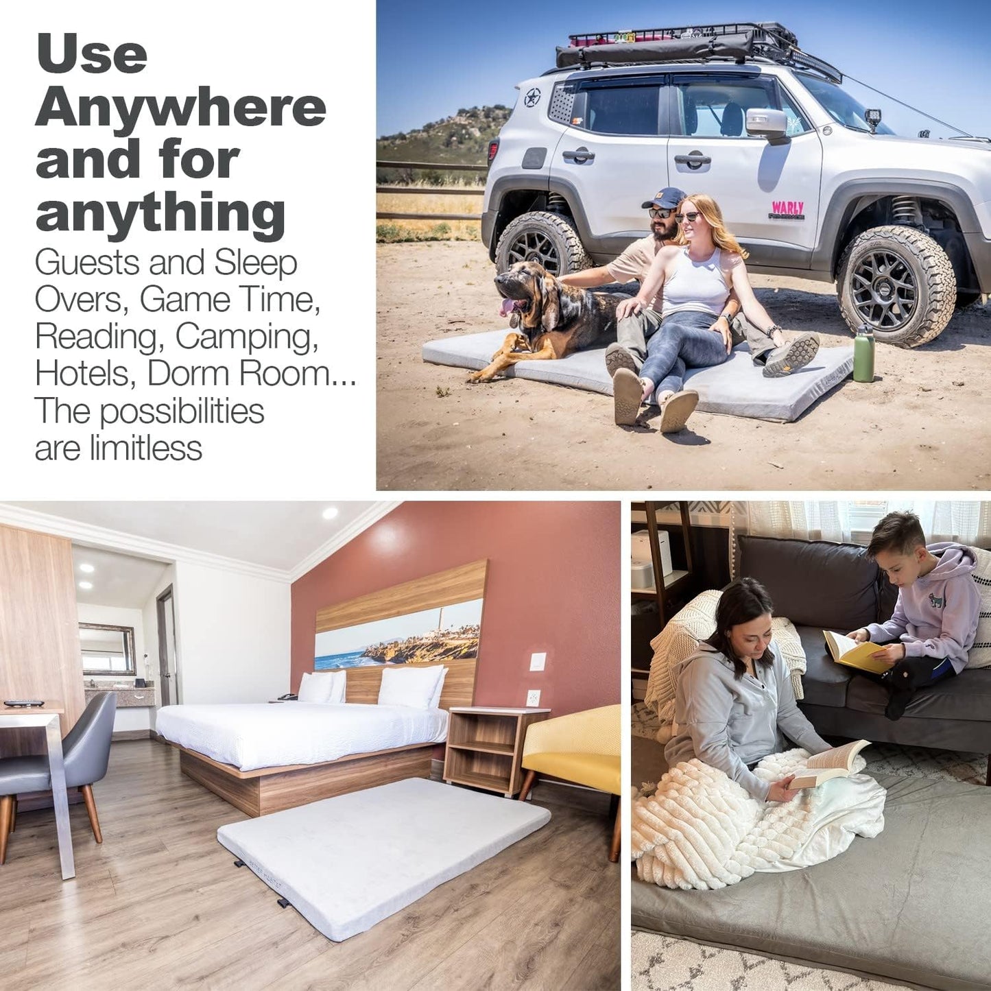 SleepReady Portable Floor Mattress & Guest Bed | 3" CertiPUR-US Memory Foam | Roll out in seconds | Twin, Single, Kid | Guest, Car, Camping, Dorm, Travel Essentials | Waterproof | 1 yr warr