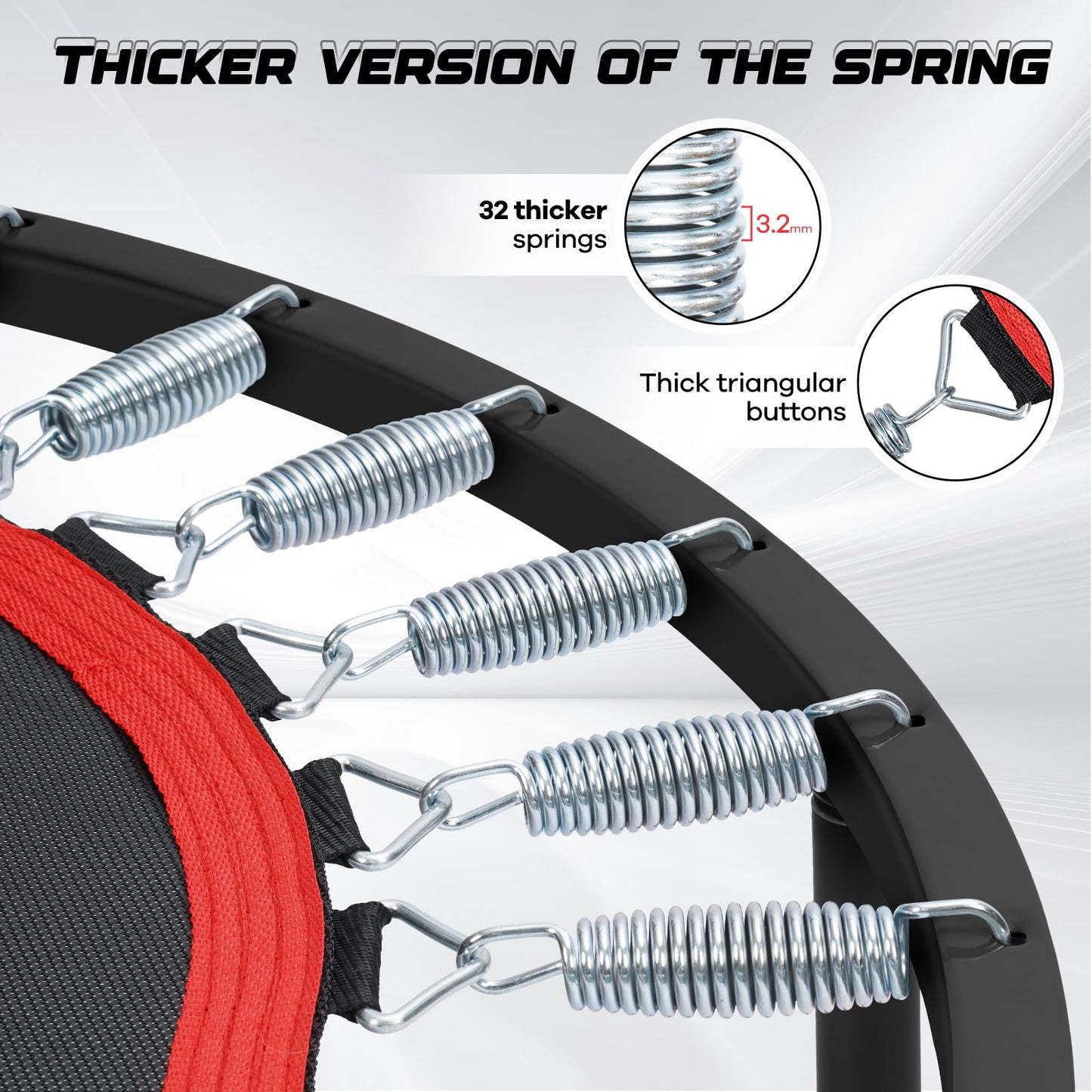 40" Rebounder for Adults,Mini Rebounder Foldable Fitness Rebounder with Adjustable Foam Handle,for Indoor/Outdoor Exercise Workout,Max Load 450LBS