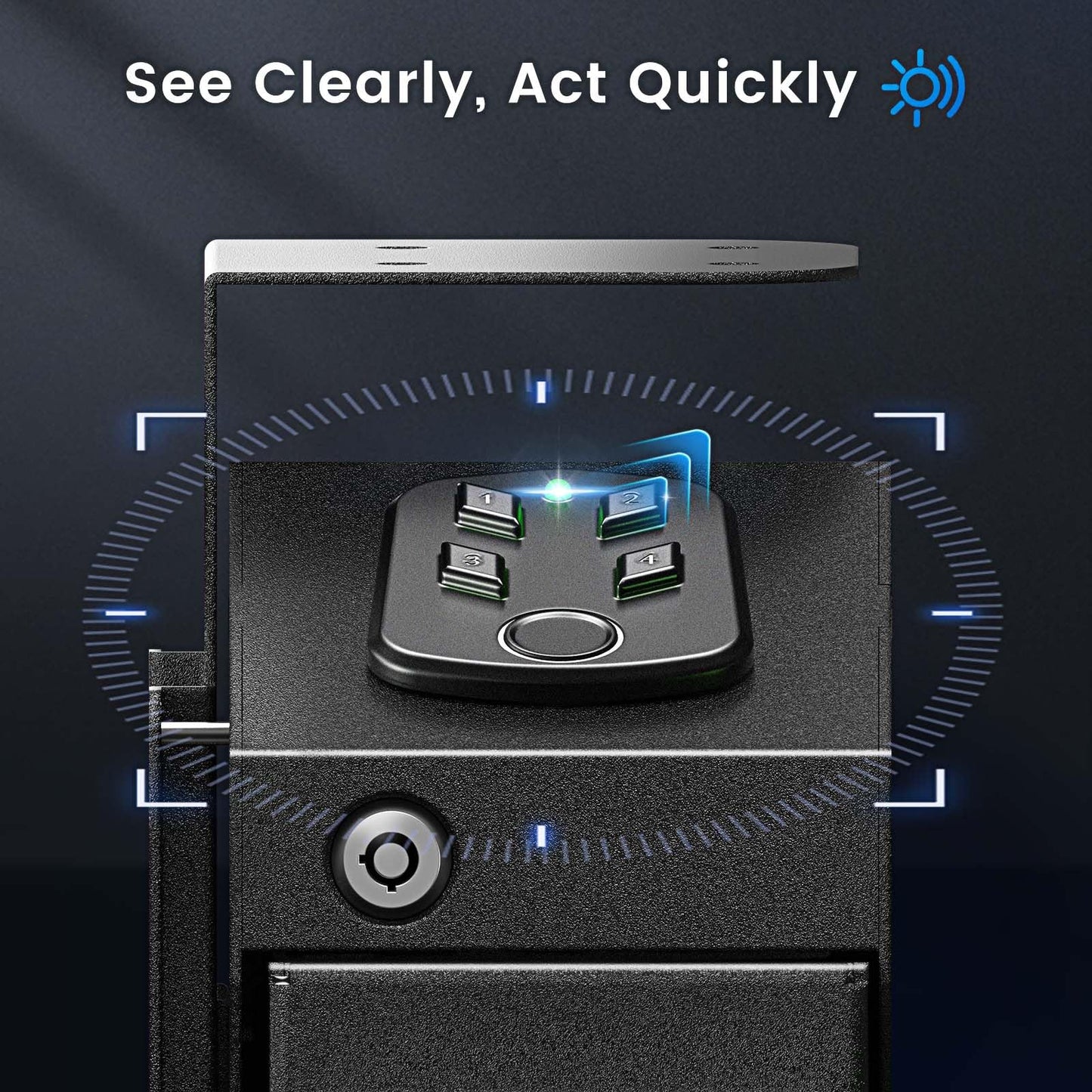 ADIMO Gun Safe for Handgun, Biometric Pistol Safe Fingerprint Quick Access Drop Down Single Mount Gun Safe with Keypad Lock and Key Lock, for Nightstand Wall Mount Bedside Desk Vehicle Bed