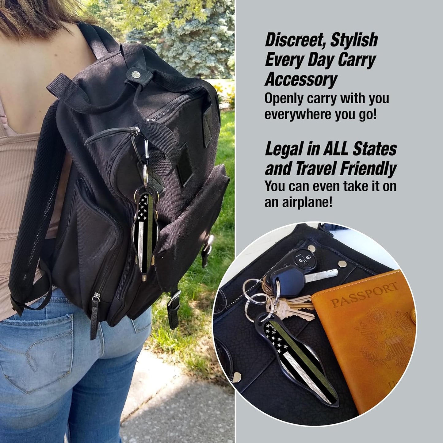 MUNIO Self Defense Keychain – Lightweight, Stylish & Portable Safety Tool for Women & Men – Non-Lethal Kubotan, Easy to Use, TSA Approved – Made in USA
