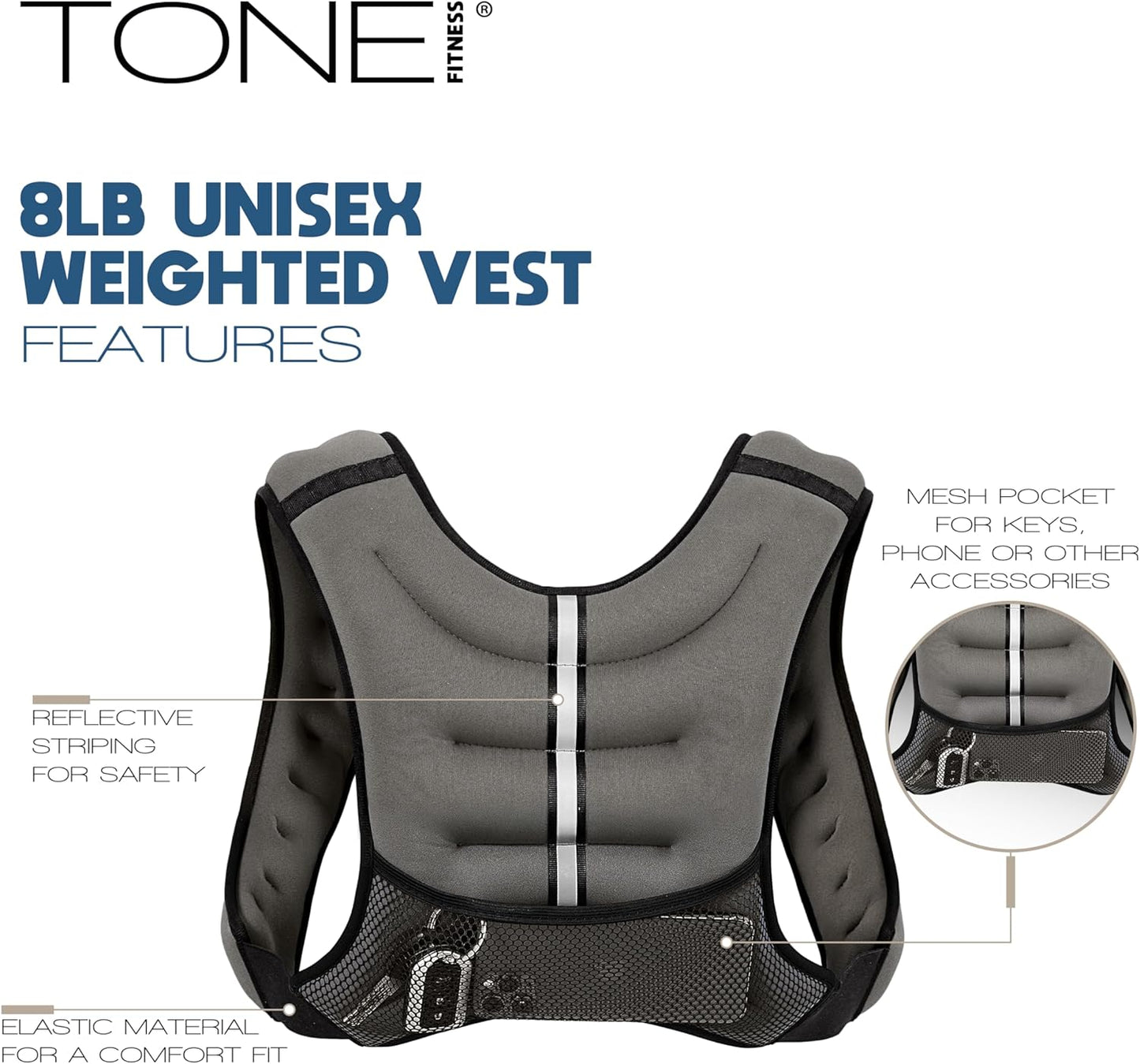 Tone Fitness Weighted Vest | 8lb or 12lb | Multiple Options