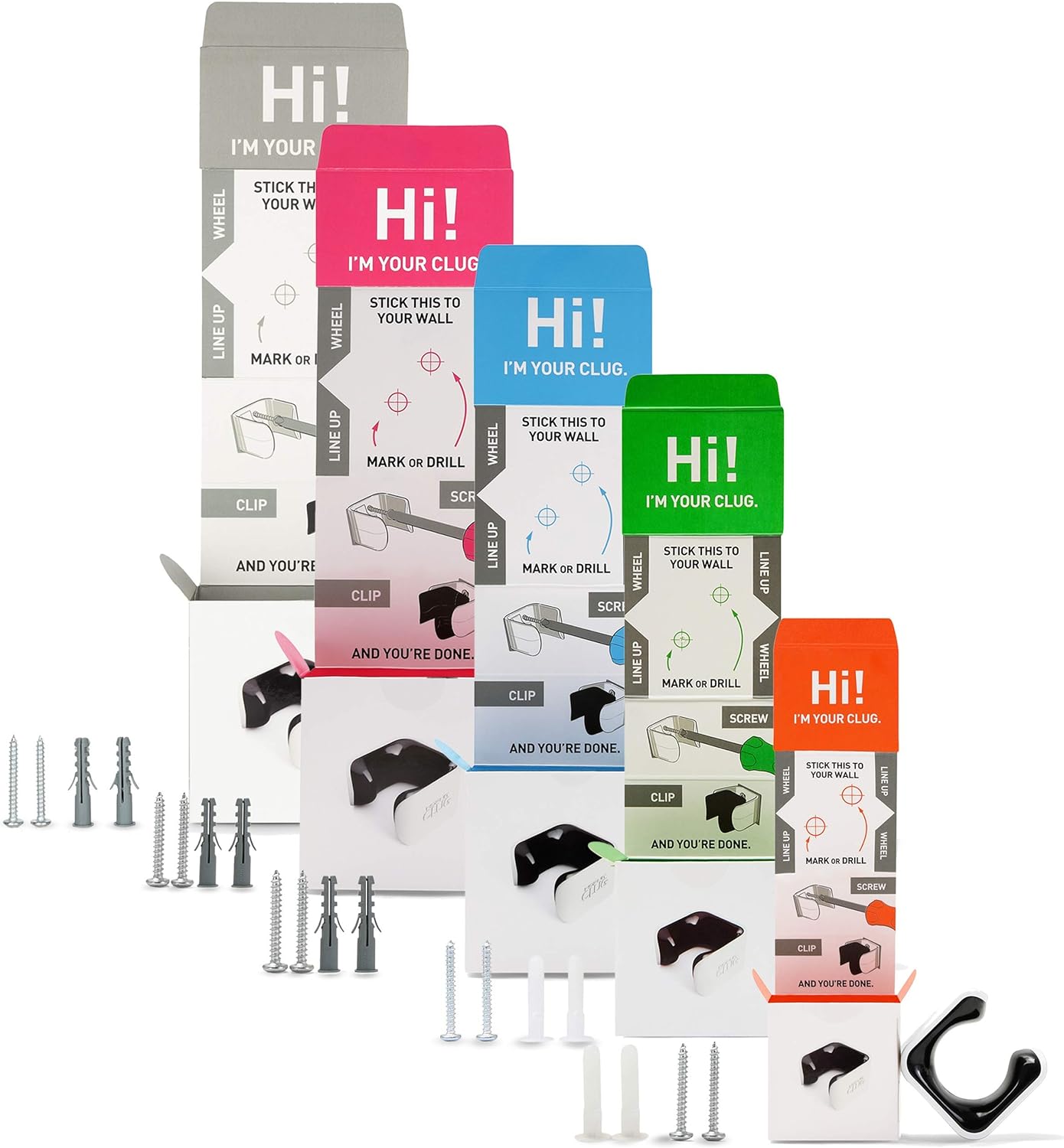 Hornit CLUG Bike Clip Indoor & Outdoor Bicycle Storage Rack & Mount System, 5 Sizes, Easy to install