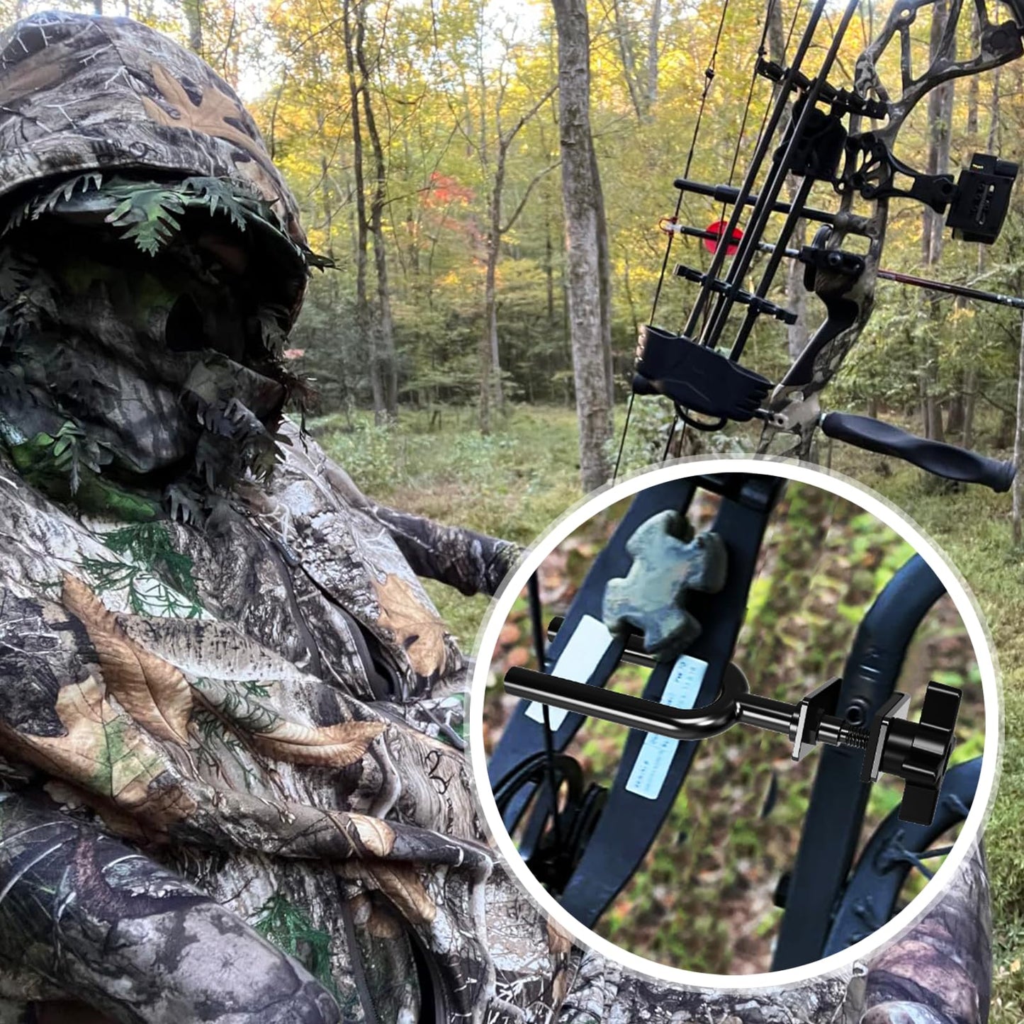 Fixirons Tree Stand Bow Holder Adjustable Hunting Bow Holder, Bow Holder for Tree Stand, TreeStand Bow Holder Treestand Bow Rest for Outdoor Hunting Gear(1 Pcs)