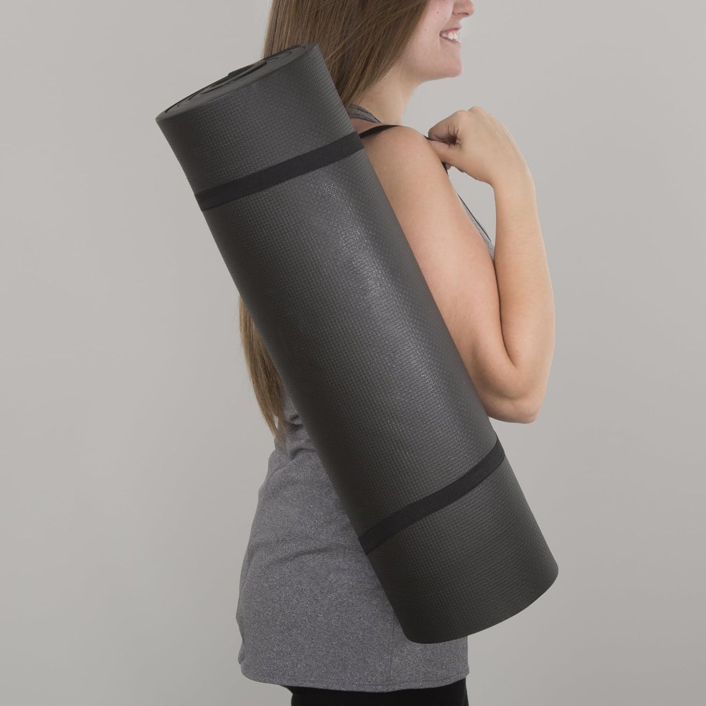 Yoga Mat - Double Sided 1/4-Inch Workout Mat - 71x24-Inch Exercise Pad for Home Gym Fitness or Pilates with Carrying Strap by Wakeman