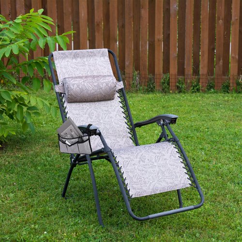 PATIKIL Chair Armrest Organizer, Waterproof Beach Chair Hanging Storage Pouch Arm Rest Magazine Snack Bag with 4 Pockets for Camping Outdoors, Grey White