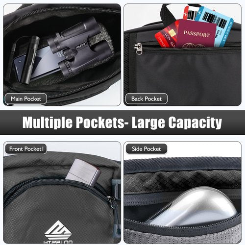 HTZPLOO Fanny Pack Waist Bag with Water Bottle Holder for Men Women Running Hiking Travel Dog Walking Workout Cycling Outdoor (Black)