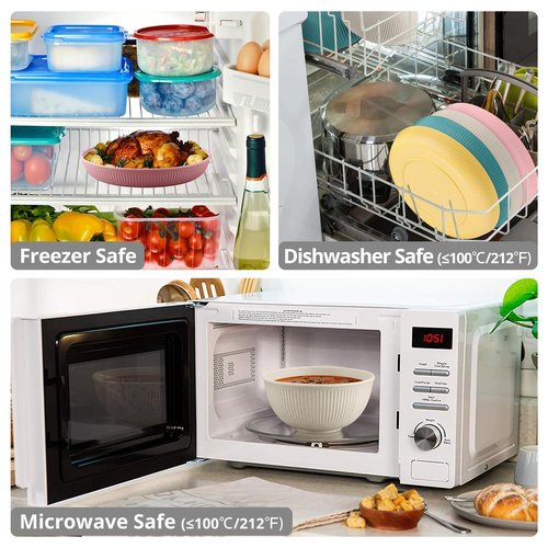 Tanice Plastic Dinnerware Set, 12PCS Outdoor Plates and Bowls Sets, Kids Dinnerware Set for 4, Plastic Dishes Set with Pltaes, Bowls, Cups for Kitchen, Outdoor Camping
