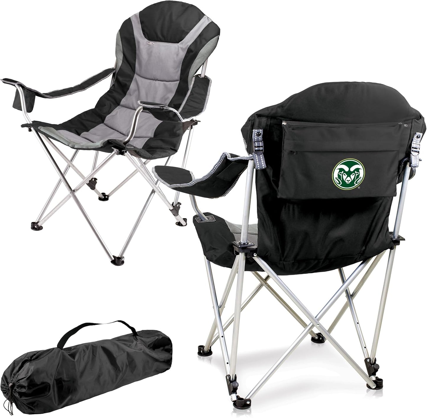 PICNIC TIME NCAA Arkansas Razorbacks Reclining Camp Chair - Beach Chair for Adults - Sports Chair with Carry Bag