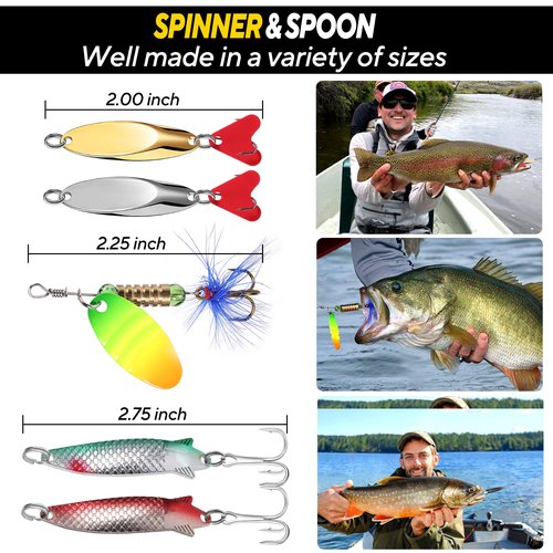 TOPFORT 356PCS Abundant Fishing Accessories Kit with Double-Side Fishing Tackle Box, Fish Gear and Equipment Include Fishing Hooks Jig Head Fishing Weights Sinkers for Trout Bass Crappie