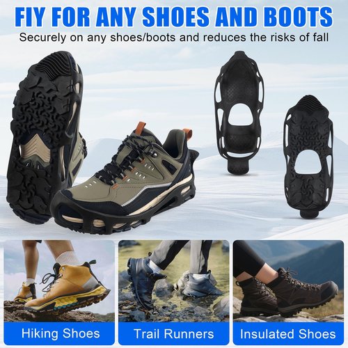 Spikeless Ice Cleats,Anti-Slip Snow Winter Traction Grips Crampoms for Slick Wet Surface Indoor Outdoor Use Ice Shoes Grippers Rubber Tread Overshoes No Strap Large/XLarge