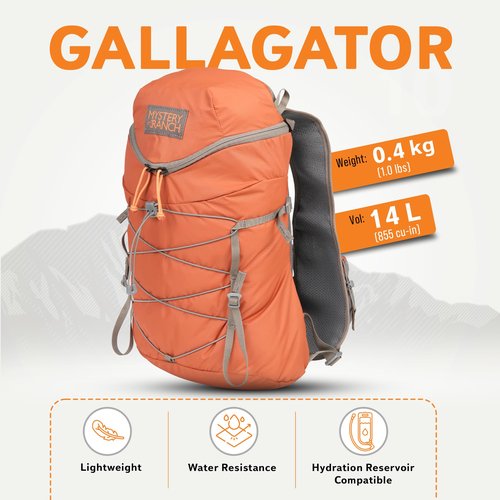 Mystery Ranch Gallagator 15 Backpack – Weather Resistant Travel Bag with Sternum Strap – Paprika, 15L, S/M