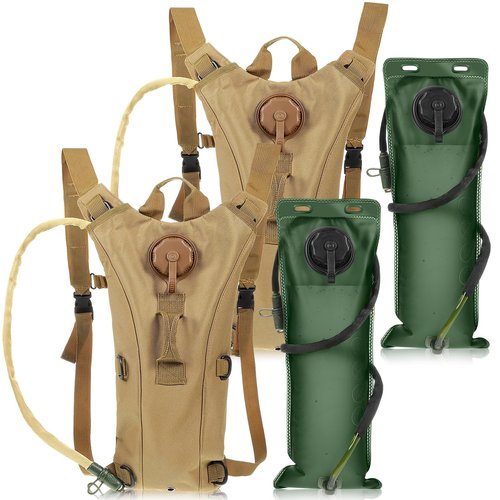 Sanwuta 2 Pcs Hydration Backpack with 3 Liter Water Bladder Tactical Lightweight 17.72 x 7.87 Inch Hydration Pack Backpack Water Backpack Hydration Bag Water Bag for Hiking Running (Khaki)
