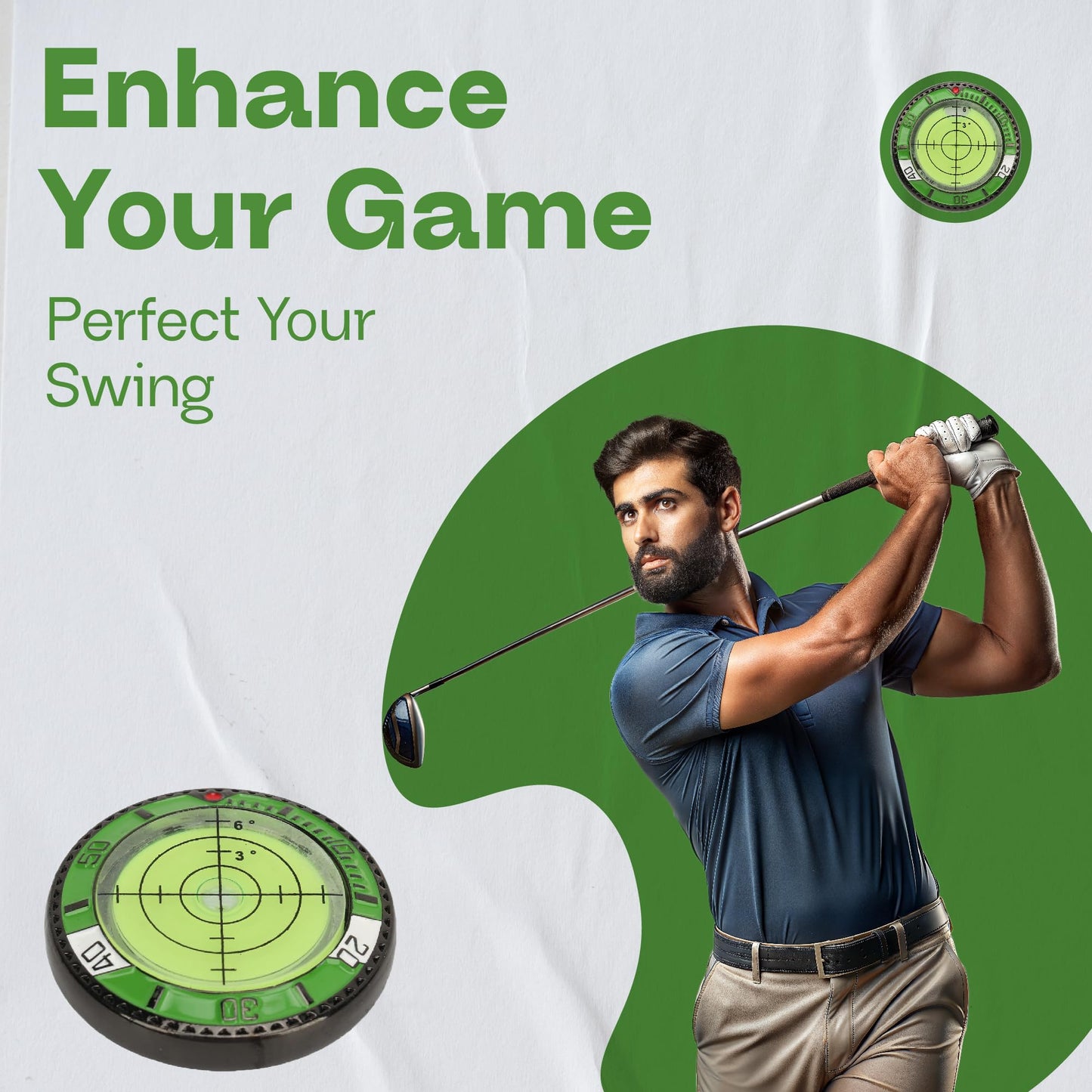 Golf Green Reader – Ball Marker with High-Precision Bubble Level & Hat Clip – Putting Training Aid & Golf Accessories Gift for Men