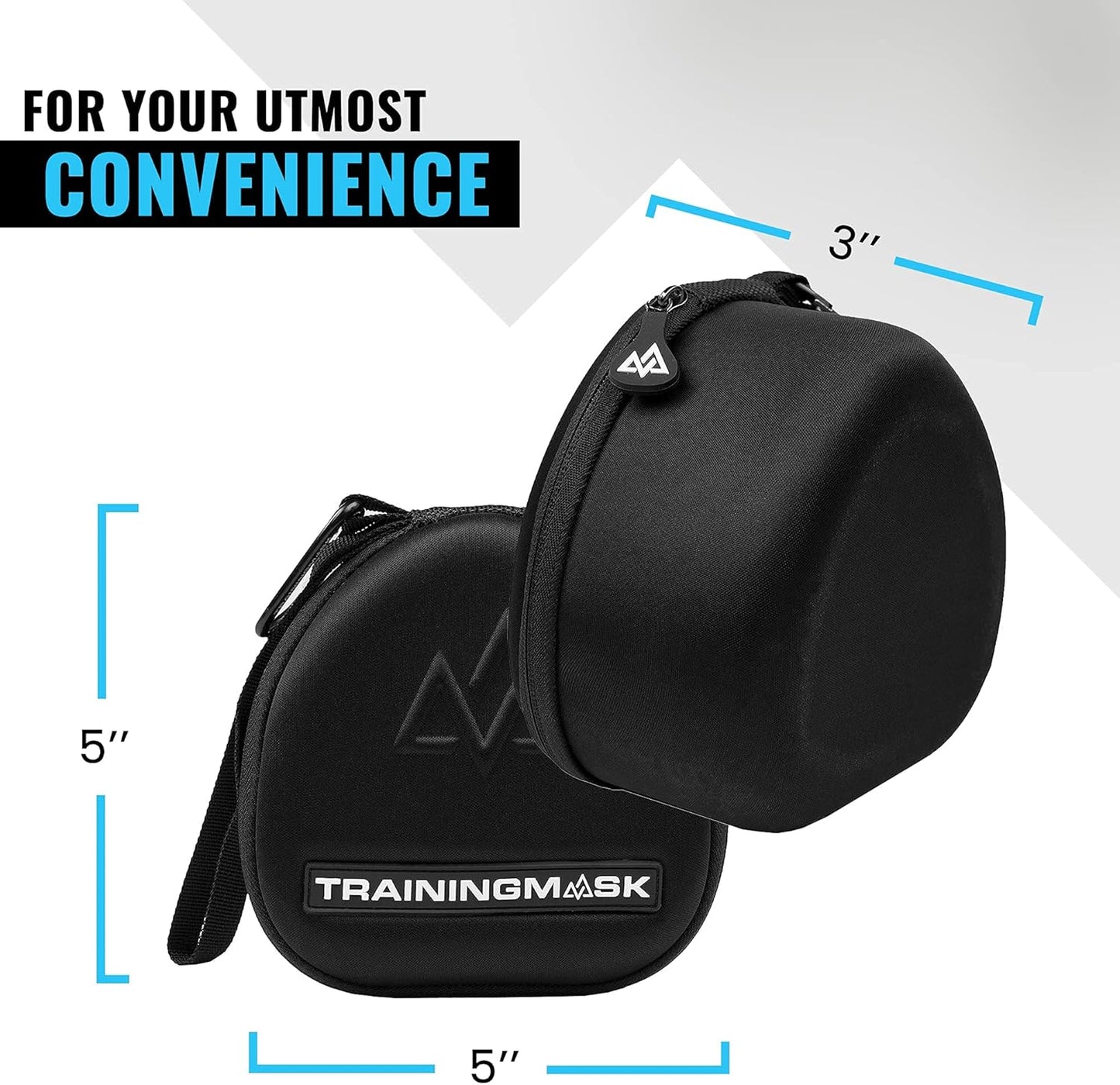 Training Mask Hard Carry Case with Quick Zip Pouch - Internal Soft Webbing for Any Workout, Cardio and Endurance, Fitness, Breathing Resistance, Running (Black)