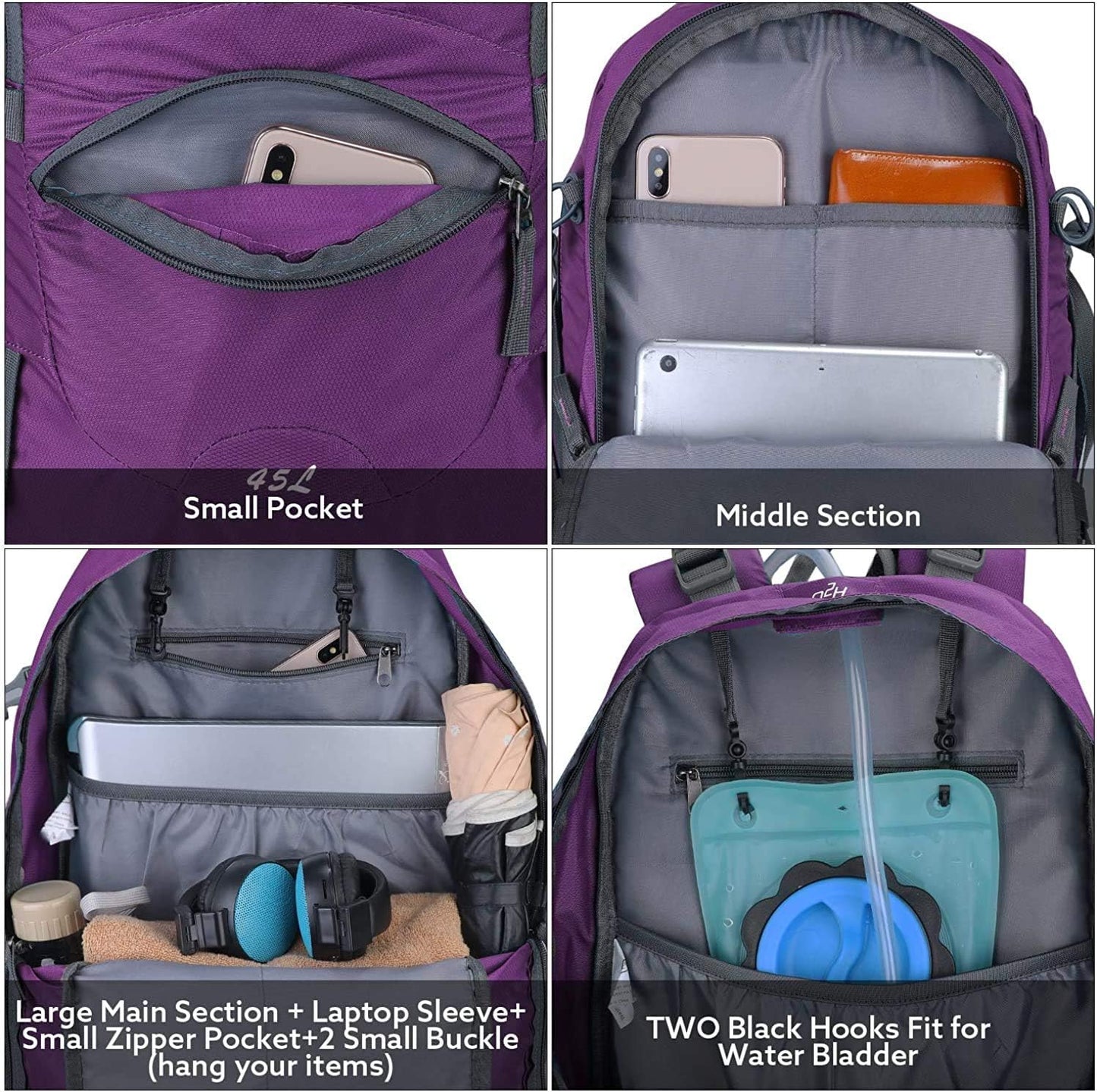 G4Free Hiking Backapck, Dark Grey, One Size