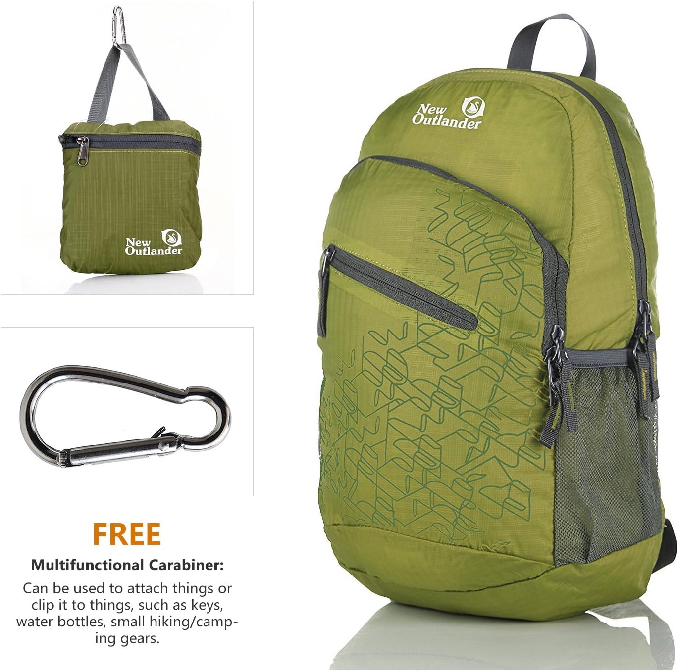 Outlander Packable Handy Lightweight Travel Hiking Backpack Daypack, Black