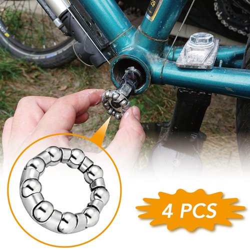 VANSIHO 1/4" x 9 Balls Bike Ball Crank Bearing - 4PCS Stainless Steel Axle Wheel Ball Frame Bearings, Bicycle Ball Bearings Retainer for Mountain/Kids/Low Speed Bikes