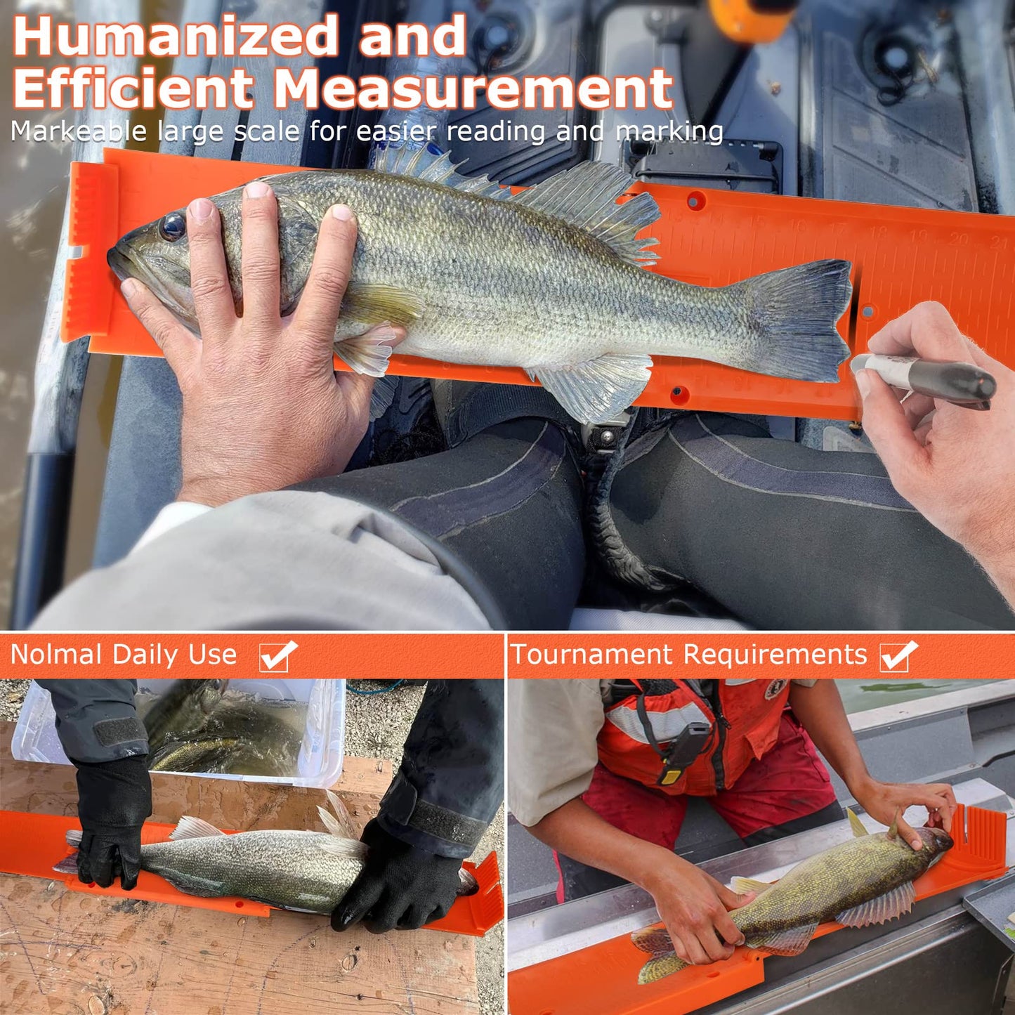 Haxrotin Fish Measuring Board Foldable, Compact Folding Fish Ruler for Boat, Unfolded 36 Inches Bump Board Fishing Ruler Folded to 12 Inches