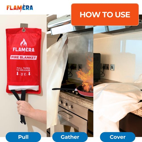 Emergency Fire Blanket for Home and Kitchen (2-Pack) Fireproof and Fire Suppression Blanket | 40"x40" Fiberglass Fire Blankets for Home Safety, Camping, and Office - Fire Retardant Blankets for Fires