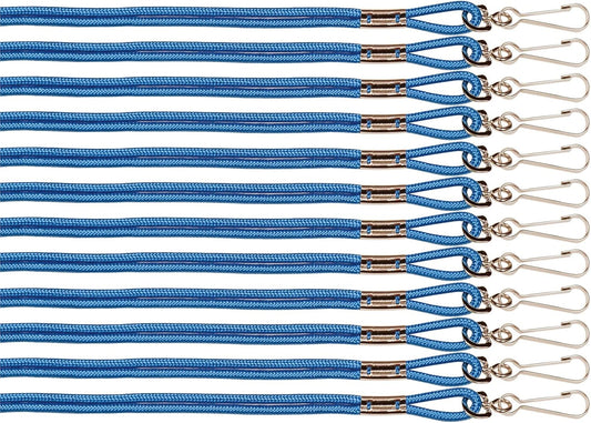 Champion Sports Nylon Lanyards with J-hook Clip, Blue - 12 Pack (Poly Bag)