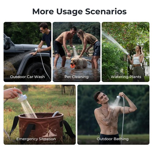 FLEXTAILGEAR MAX Shower Ultralight Rechargeable Outdoor Shower Pump, Portable Camping Showerhead Handheld, Travel Shower with USB-C Water Pump for Hiking, Car wash, Pet Cleaning, Beach Vacations