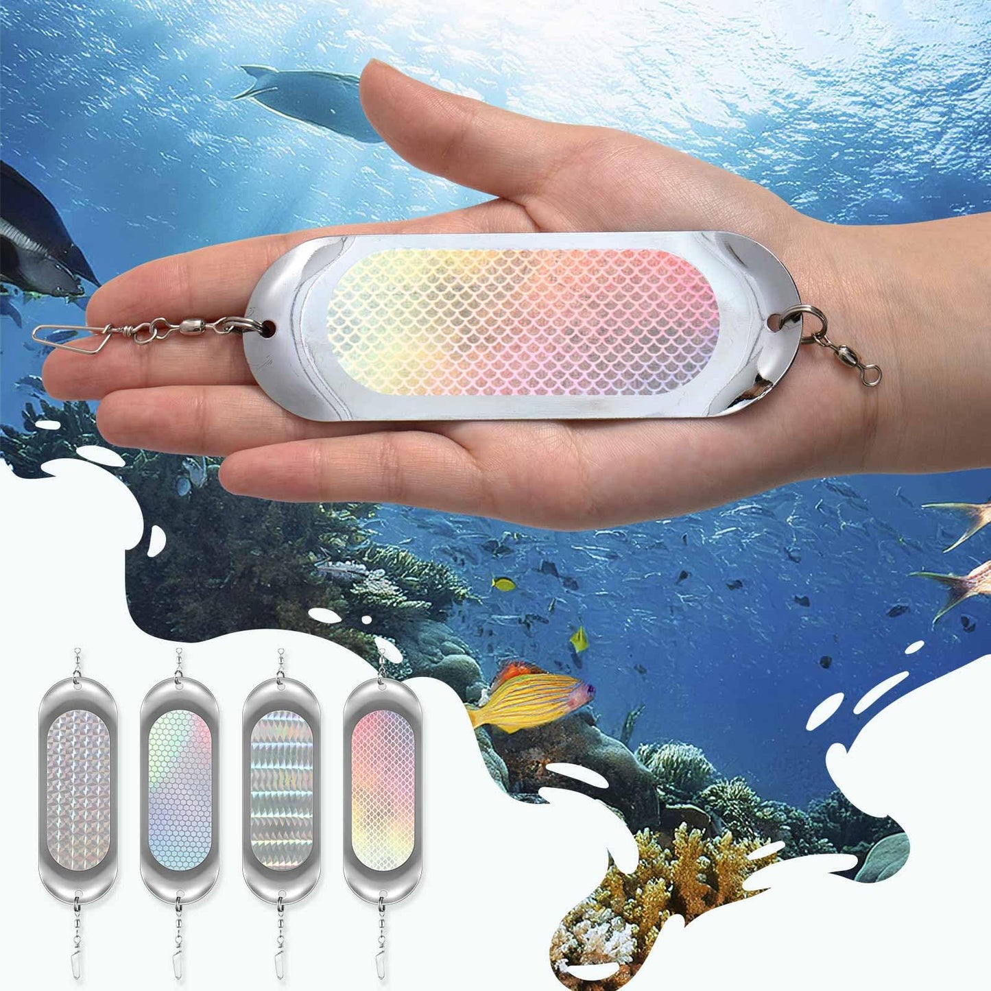 Glooglitter 4 Pcs Kokanee Dodger Fishing Dodgers Flashers for Trolling Lure Tackle Salmon Fish (4.5 Inch,Classic Color)