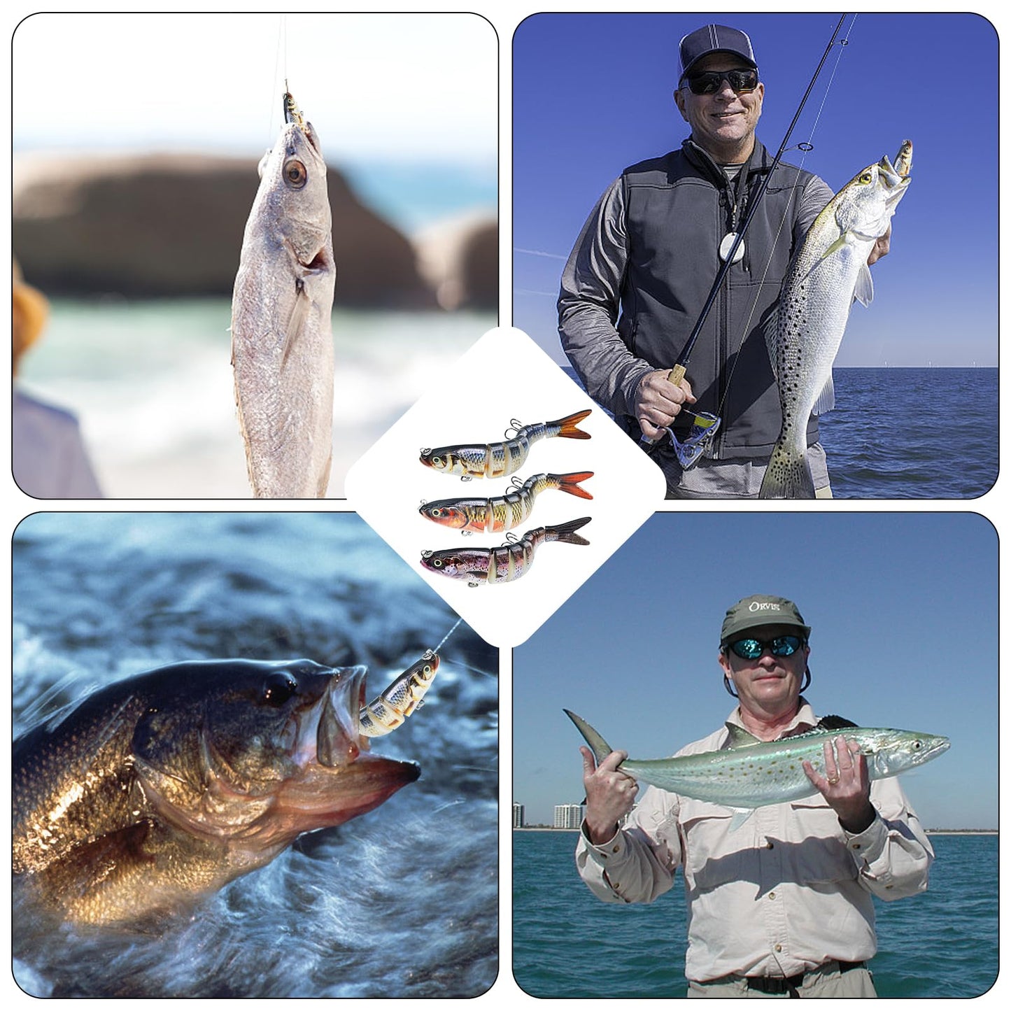 Fishing Lures for Bass, Topwater Fishing Lures, Multi Jointed Swimbaits, Lifelike Slow Sinking Swimming Bass Lures for Freshwater and Seawater Fishing Accessories