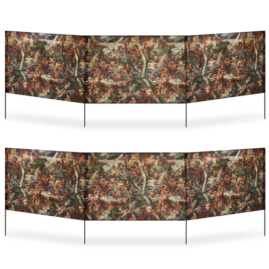 SmoothNovelty 2 Pcs Hunting Blinds Ground Portable Ground Blinds for Deer Hunting Camouflage 118 Inches x 27.6 Inches 3 Panel with 4 Stakes Easy Set up for Duck Turkey Spring Outdoor Shooting