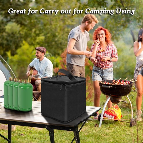 Mini Fuel Cylinder Storage Bag,for 4-Pack Refillable 1LB Empty Propane Cylinder Tank Cover,Gas Tank Protective bag,600D Oxford Fabric,Mini Tank Accessories,for Outdoor Camping,Cooking,Travel, Picnic