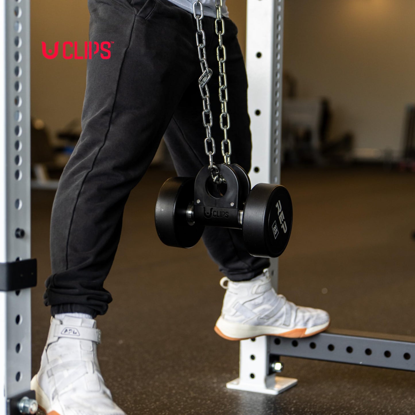 Home Gym U Clip - Bar to Landmine Adapter, Belt Squat and T-bar Row Attachment, Dip Belt Hook, Dumbbell to Barbell Converter, Versatile Fitness Accessory (Olympic)