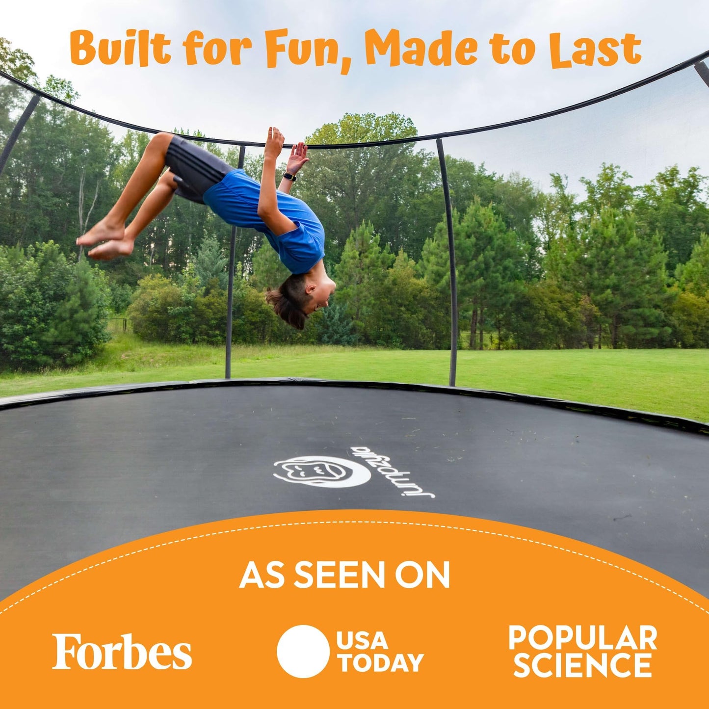 JUMPZYLLA Trampoline Outdoor 8FT 10FT 12FT 14FT 15FT 16FT with Enclosure and Ladder, ASTM Approved Recreational Trampoline for Kids and Adults, Anti-Rust Coated Frame (Pink, 14FT)