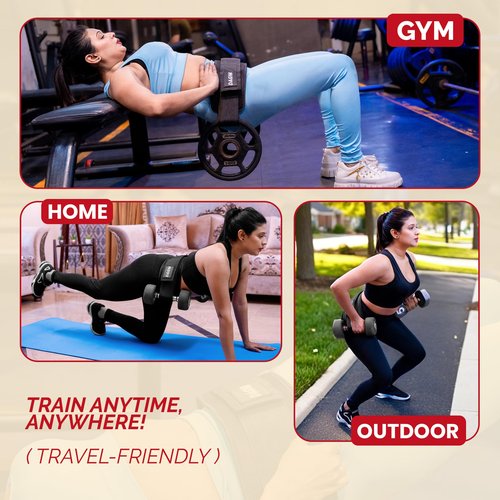 DAGM Hip Thrust Belt for Dumbbells heavy, Secure Glute Trainer with Non-Slip Extra Padding That Protects Your Hips - Ideal for Gym & Home Workouts - Use with Heavy Duty Kettlebells, Dumbbells, & Plates Hold up to 500 lbs