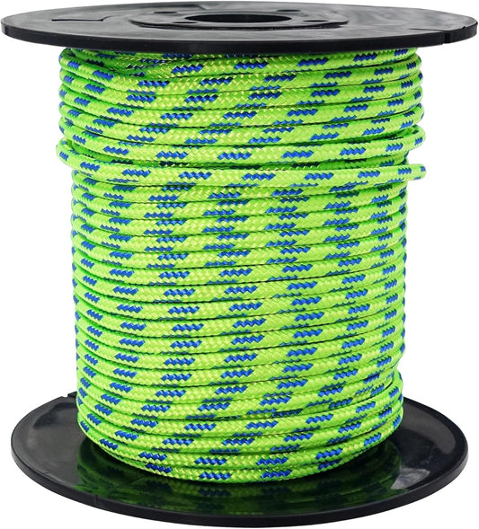 GM CLIMBING Green 3mm Accessory Cord 400LBS Double Braided Durable Pull Cord Tent Tarp Hammock Guyline for Rigging Backpacking Survival Mountaineering 100Ft Roll