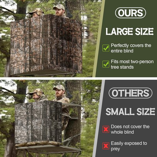 MADHOLLY Large 100" × 35.4" Tree Stand Blind with Magnetic Closure, More Silent- Tree Stand Cover for 2 Man Stand, Universal Camo Hunting Blind Tree Stand Accessories for Hunting Deer Turkey, Style 1