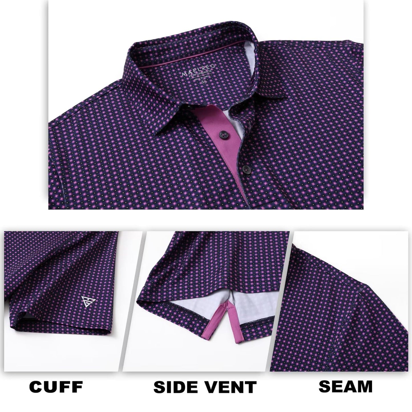 M MAELREG Polo Shirts for Men Quick Dry Fit Short Sleeve Performance Moisture Wicking Print Men’s Golf Shirts