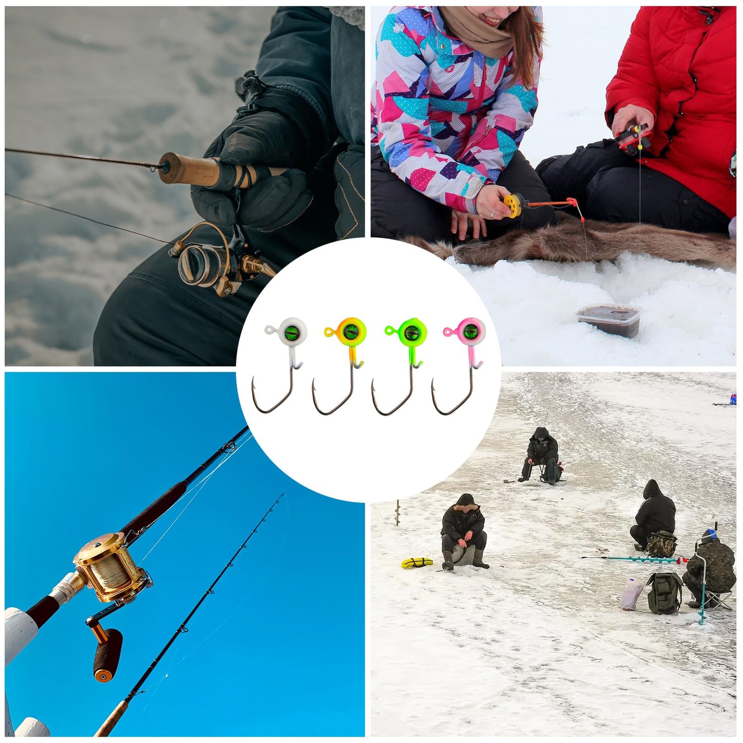 40pcs Crappie Jig Heads, Fishing Jig Head Hooks Lure with 3D Eyes Swimbait Jig Head 1/16oz for Crappie Bass Fishing Accessories Gift for Men