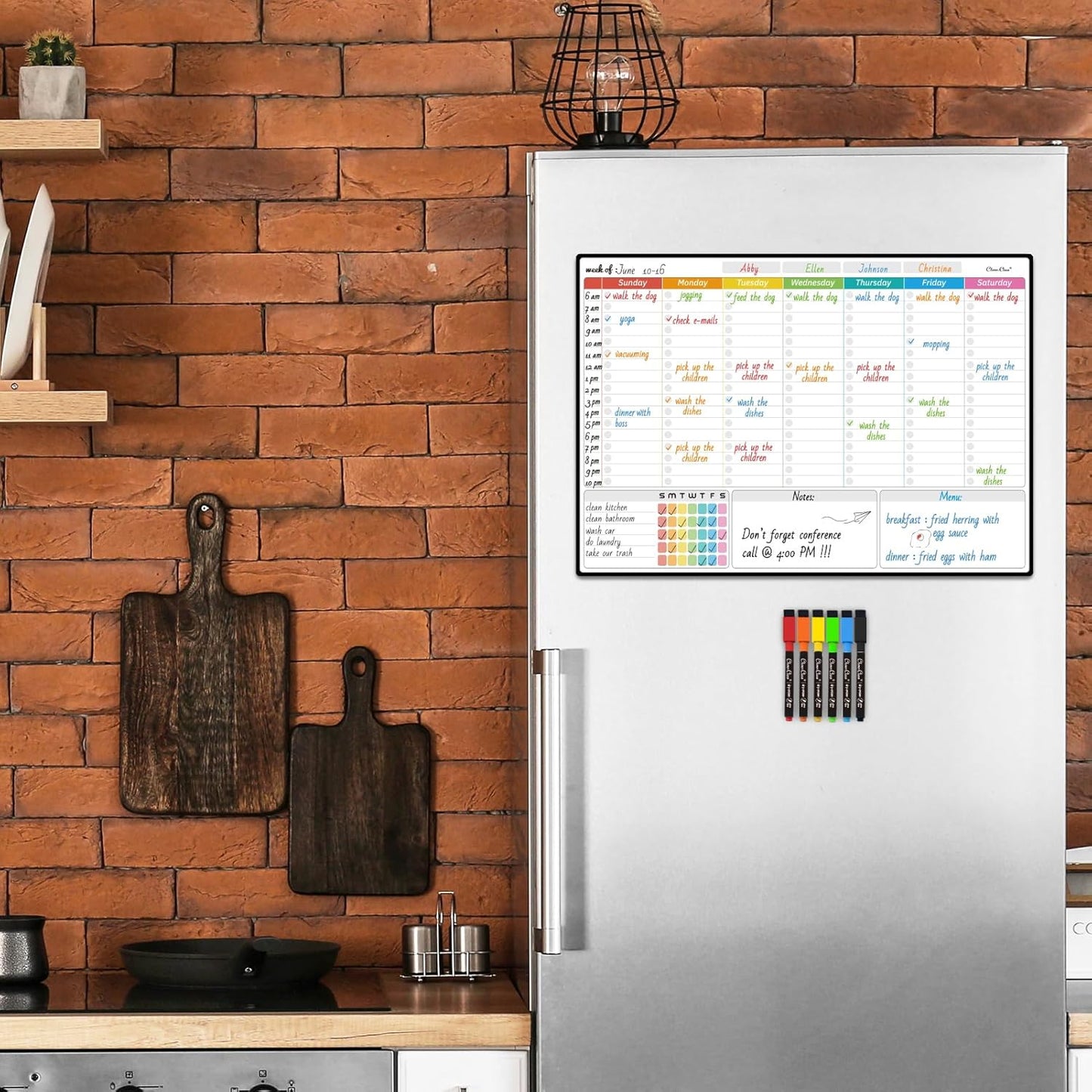 Magnetic Dry Erase Chore Chart - 14.5"x11" Chore Chart for Kids, Teens and Adults - 6.5"x8.5" List Board for Fridge - 6 Extra Fine Point Markers Included - Shipped Flat