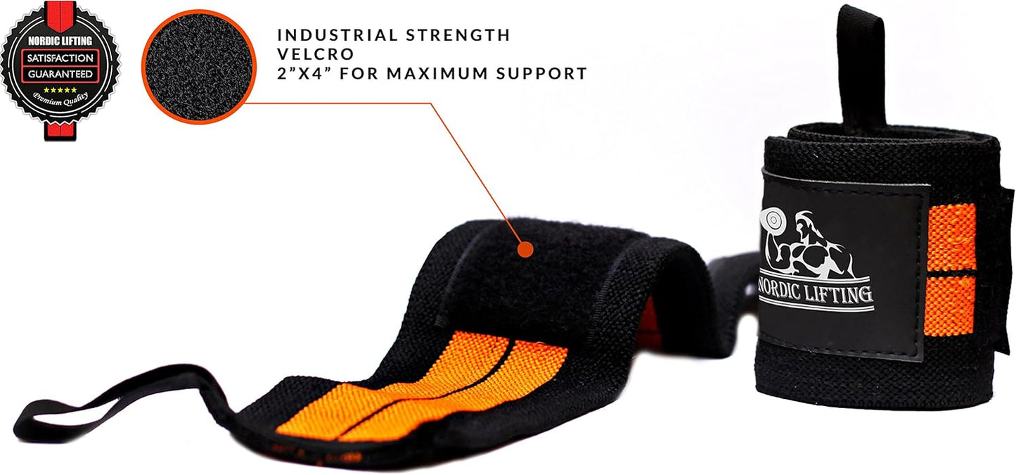 Wrist Wraps (1 Pair/2 Wraps) for Weightlifting/Cross Training/Powerlifting/Bodybuilding - for Women & Men - Premium Quality Equipment for The Absolutely Best Hand Strength & Support - 1 Year Warranty
