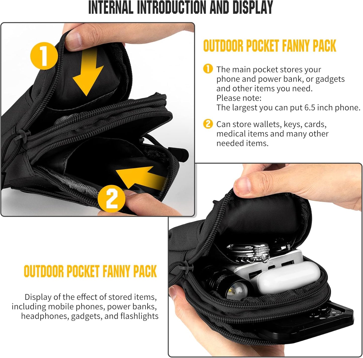 IronSeals Tactical Molle Phone Pouch Compact Utility Belt Waist Bag with Shoulder Strap for iPhone 14 Plus/14 Pro Max/14 Pro/14/13 Pro Max/13/12 Pro