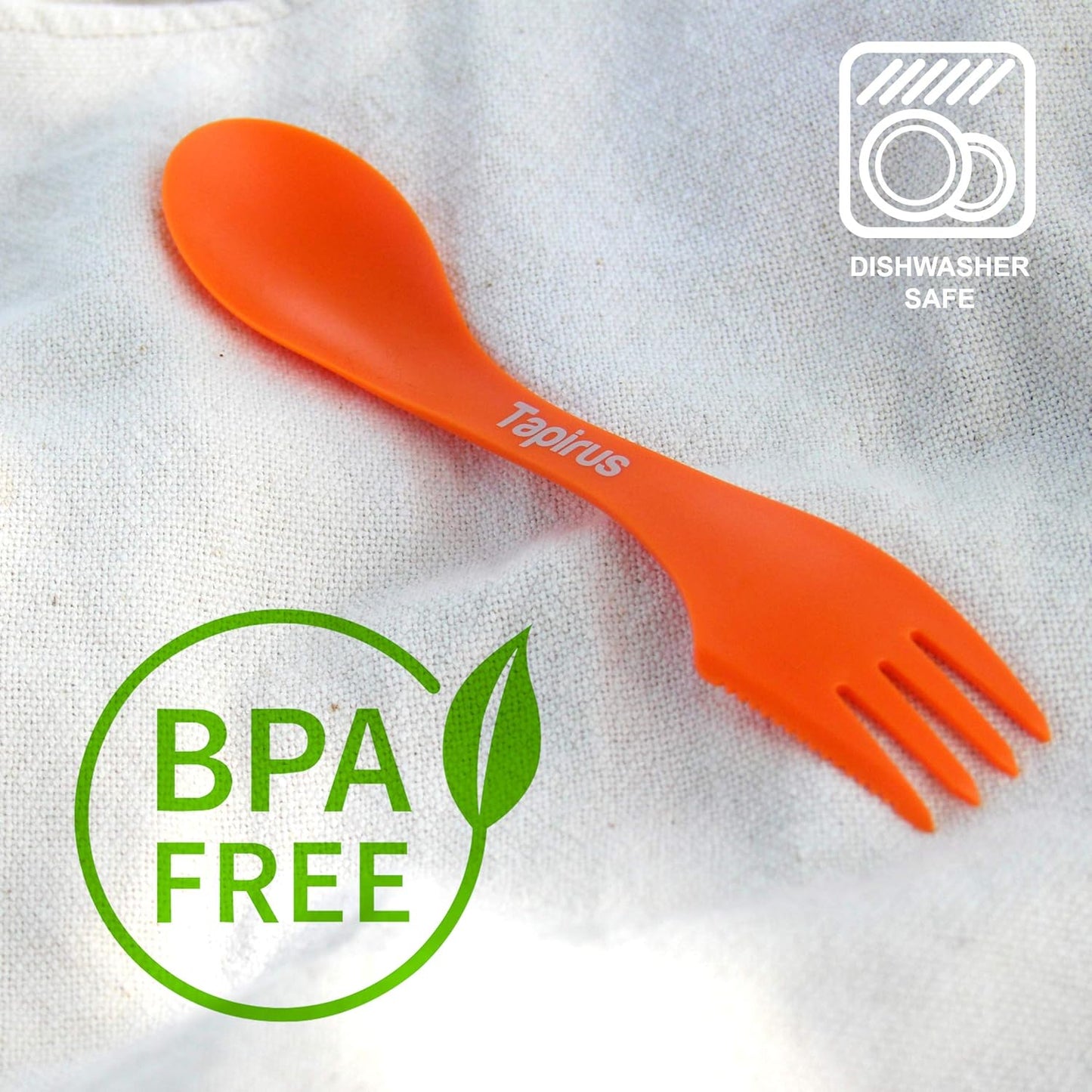 Tapirus - 4 Spork to Go Set - 7-inch Durable & BPA Free Sporks - Spoon, Fork and Knife Combo Utensils Flatware - Mess Kit for Camping, Hunting and Outdoor Activities - Comes in a Carrying Case