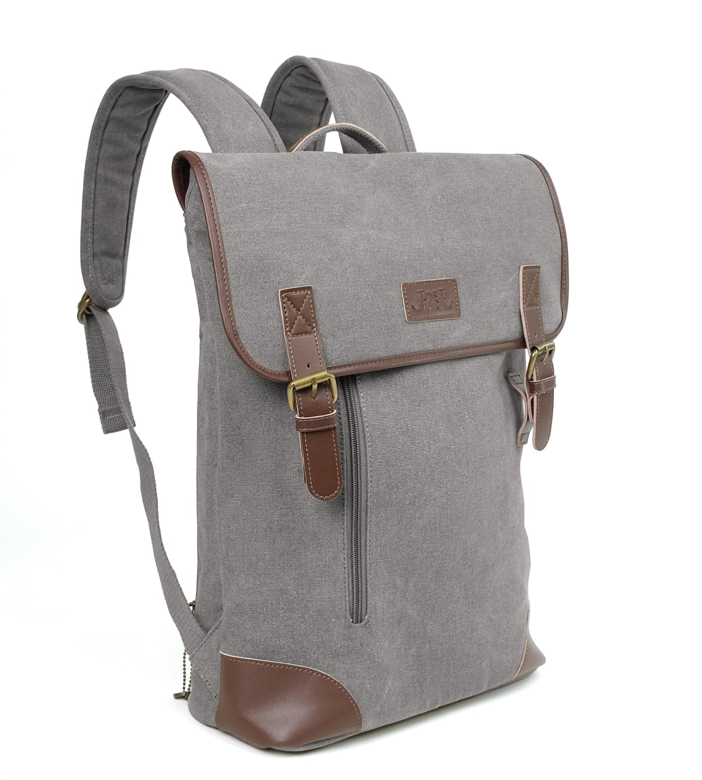 JESSIE & JAMES Vintage Canvas Travel Backpack for Women Men 16 inches Laptop Backpack GREY