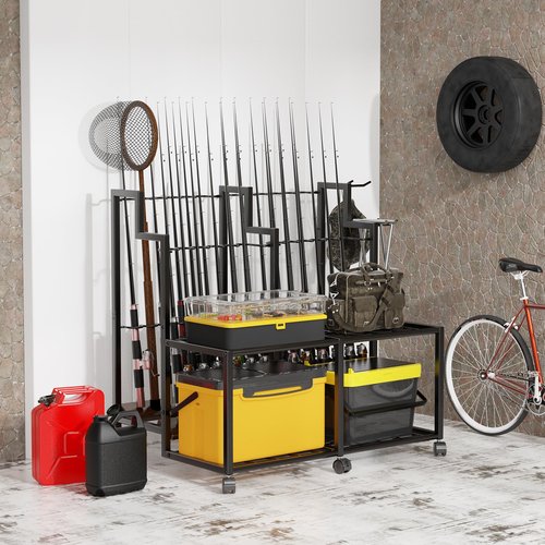 Miratino Fishing Rod Holders for Garage, 24 Rods Large-Capacity Fishing Pole Holders, Fishing Rod Tackle Organizer for Garage Home