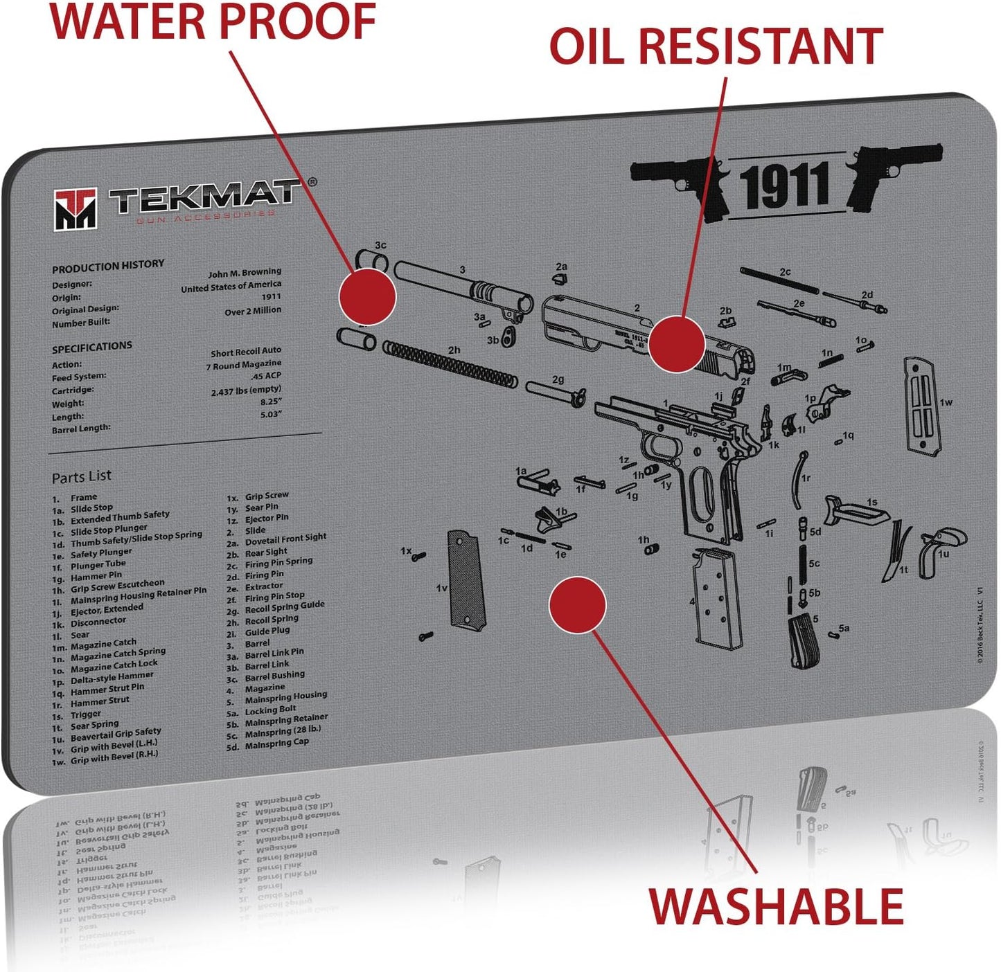 TekMatGun Cleaning Mat 1911